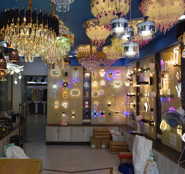Chandeliers and decorative lighting display